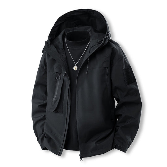 Herren wasserfeste Multifunktionsjacke mit Kapuze und praktischen Taschen EB