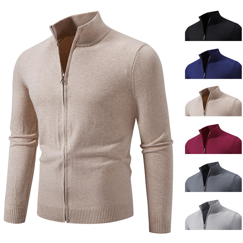 Herren Strickjacke mit modernem Stehkragen und funktionalem Reißverschluss EB