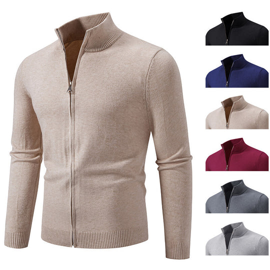 Herren Strickjacke mit modernem Stehkragen und funktionalem Reißverschluss EB