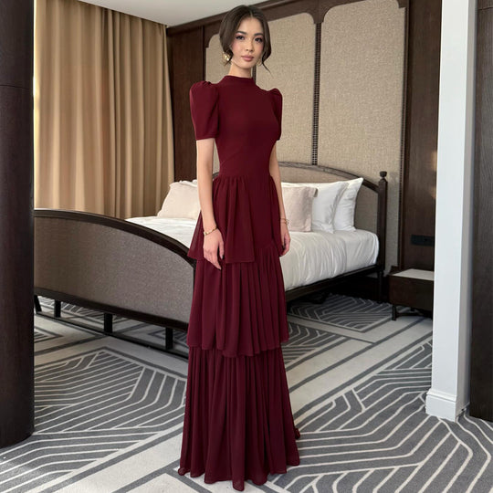 Damen Maxi-Kleid mit voluminösen Rüschendetails und elegantem Schnitt EB