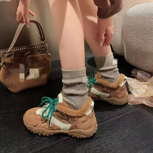 Damen Bequeme Outdoor-Sneaker mit wärmendem Innenfutter und modischer Schnürung EB