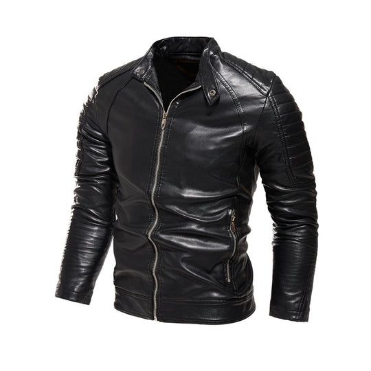 Herren Kunstlederjacke mit strukturierten Einsätzen EB