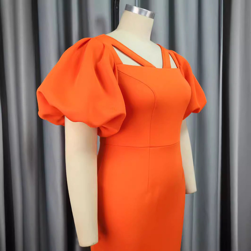 Damen figurbetontes Kleid mit innovativen Puffärmeln und aufregendem Schnitt EB