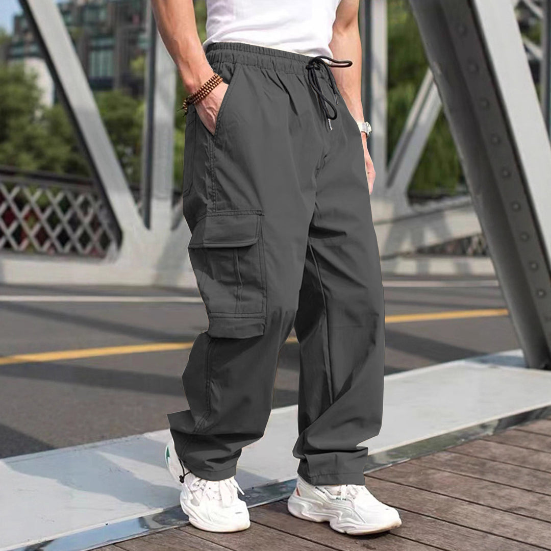 Herren moderne Cargohose mit elastischem Bund und multifunktionalen Taschen EB