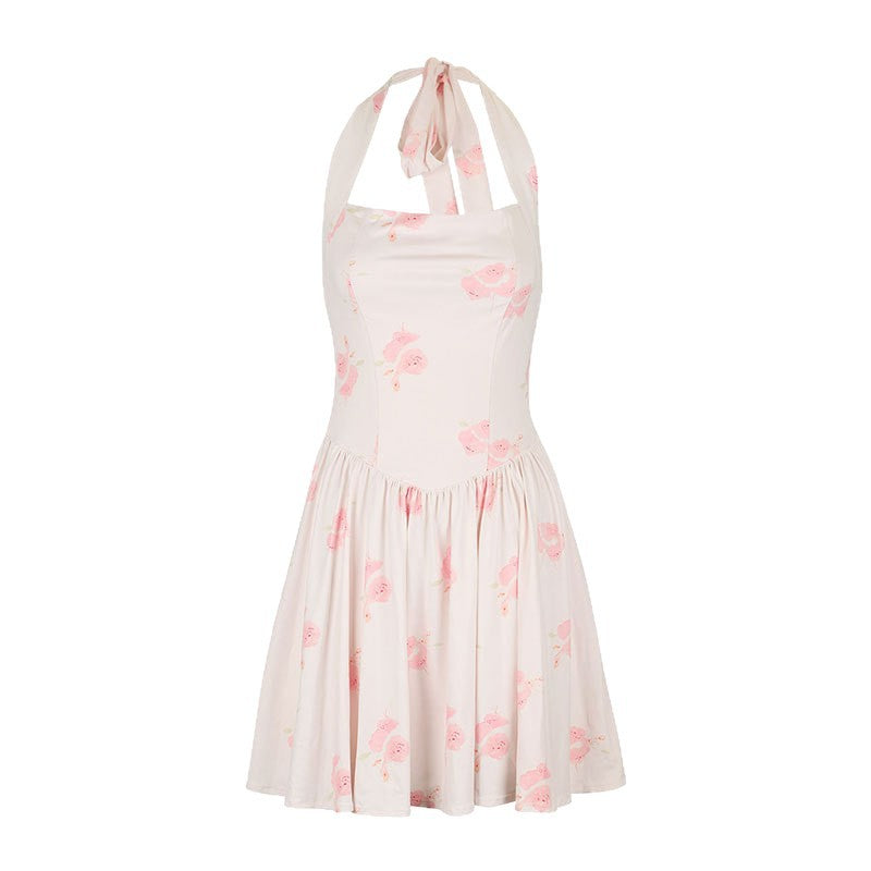 Damen Sommerliches Neckholderkleid mit floralem Design und taillierter Silhouette EB