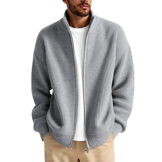 Herren Strickjacke mit hohem Kragen und praktischem Reißverschluss EB