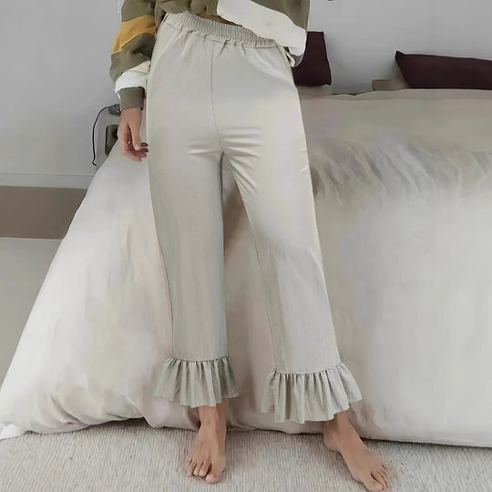 Damen Flauschige Culotte mit Volantabschluss EB