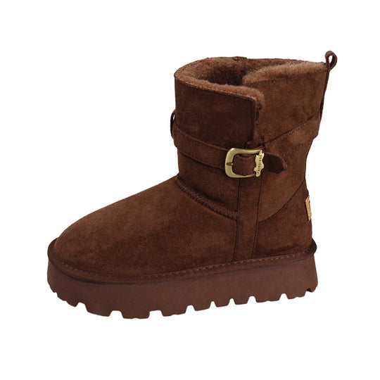 Damen warme Stiefel mit weichem Innenfutter und verstellbarem Schnallenverschluss EB
