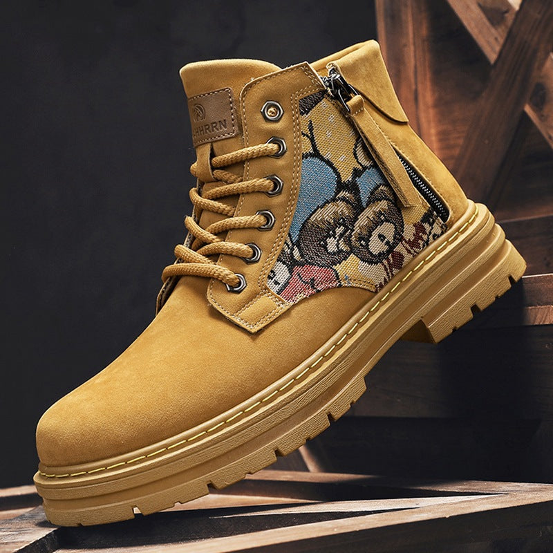 Damen Modische Schnürstiefel mit einzigartigem floralen Design und robustem Profil EB