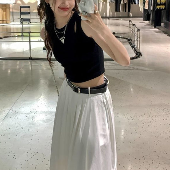 Damen Crop-Top mit elastischem Bund und asymmetrischem Ausschnitt EB