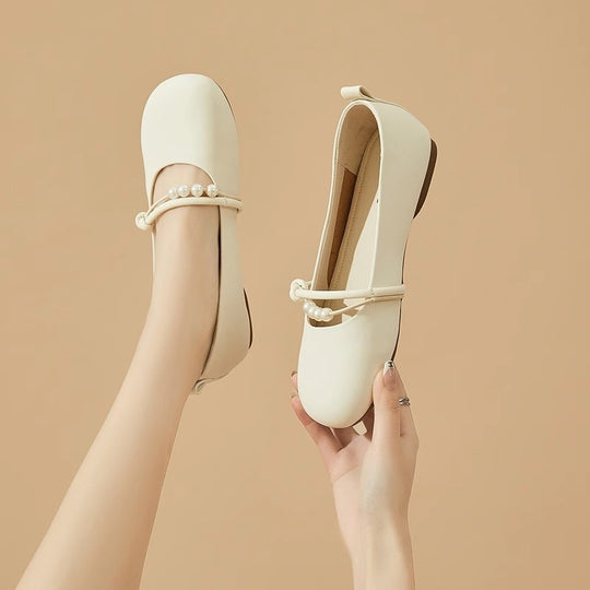 Damen Ballerinas mit perlenverziertem Riemen und elegantem Design EB