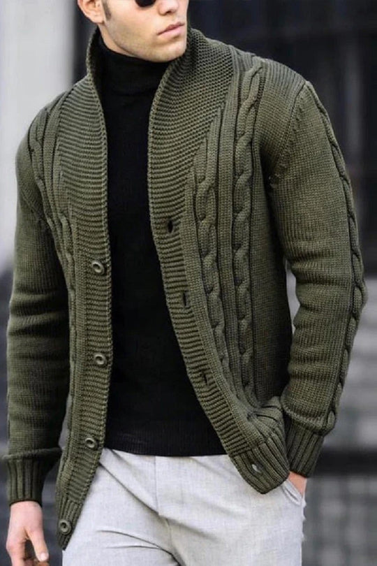 Herren Strickjacke mit robustem Zopfmuster und langlebigem Knopfverschluss EB
