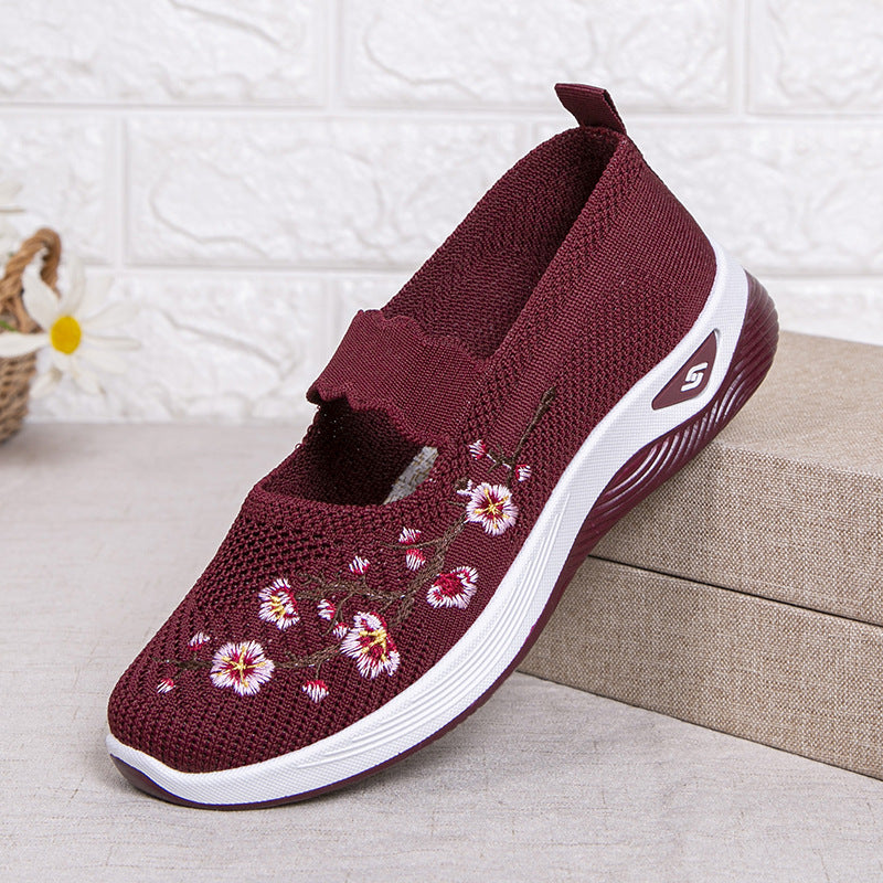 Damen modische Stoffschuhe mit elastischem Riemen und floralem Design EB