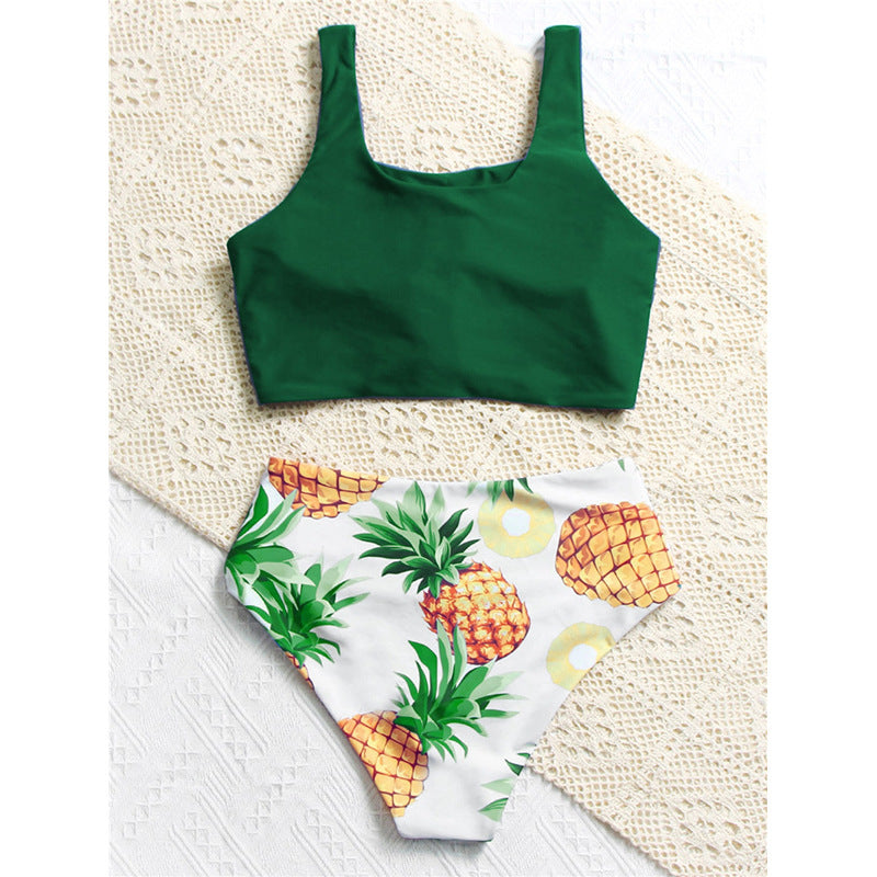 Damen Bikini-Set mit knotenförmigem Oberteil und hohem Bund EB