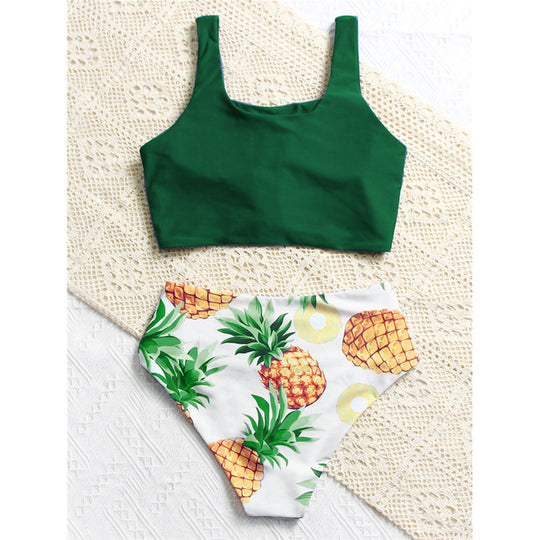 Damen Bikini-Set mit knotenförmigem Oberteil und hohem Bund EB