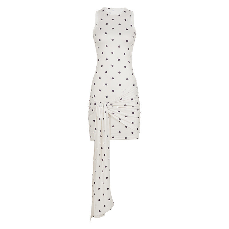 Damen Mini-Kleid mit Rüschendetails und modernen Punktmustern EB