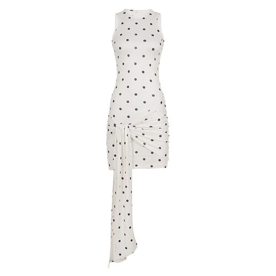 Damen Mini-Kleid mit Rüschendetails und modernen Punktmustern EB