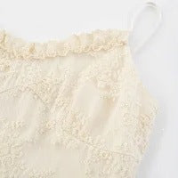 Damen romantisches Spitzenmaxikleid mit voluminösen Rüschenschichten EB