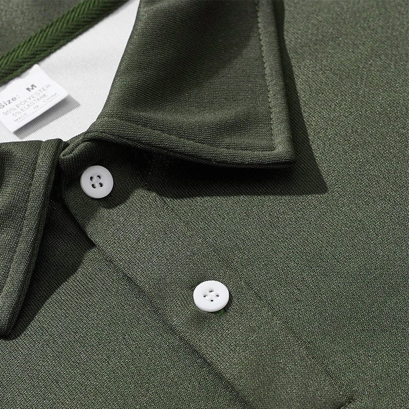 Herren sportlicher Langarm-Polo mit modernem Design und Kontrastärmel EB