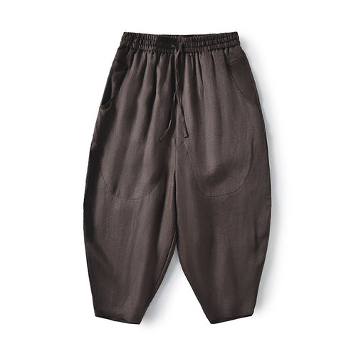 Damen Locker geschnittene Leinenhose mit elastischem Bund EB