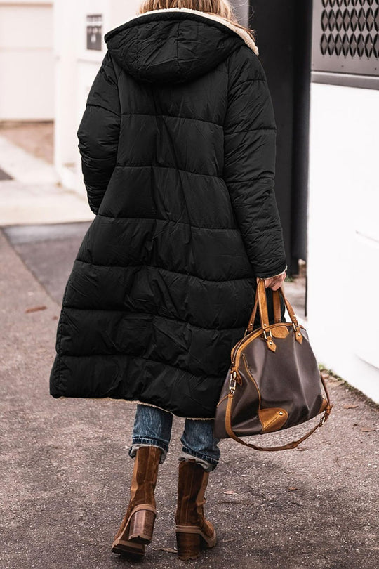 Damen lange, gefütterte Winterjacke mit Fleece-Futter EB