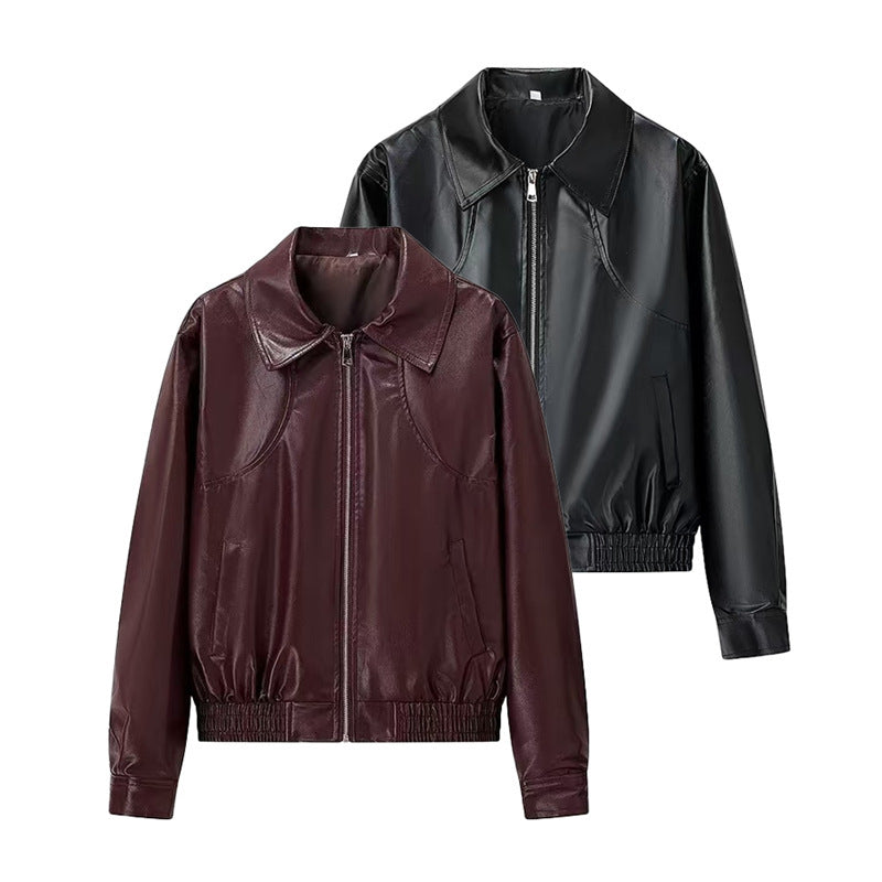 Damen Kunstleder-Shortjacke mit stylischem Reißverschluss EB