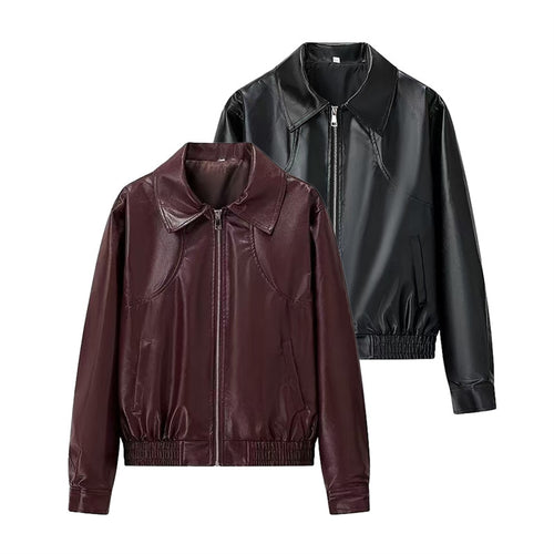 Damen Kunstleder-Shortjacke mit stylischem Reißverschluss EB