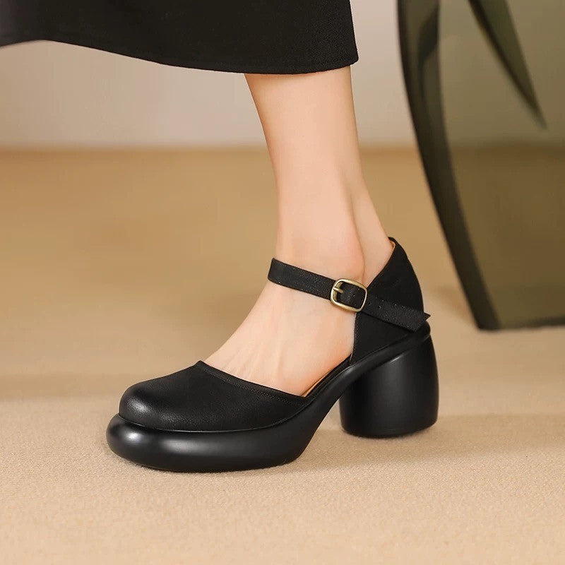 Damen modische Blockabsatz Schuhe EB