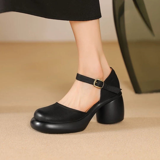 Damen modische Blockabsatz Schuhe EB