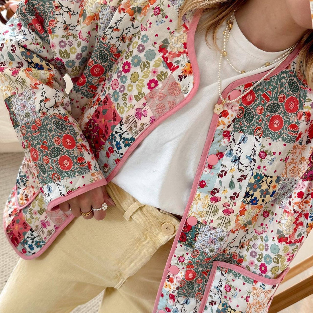 Damen Patchwork Rock mit Reißverschluss und seitlichen Taschen EB