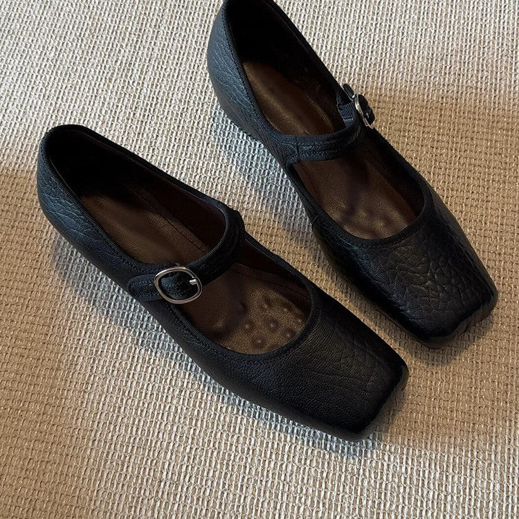 Damen Ballerinas mit einzigartigem Quadratzehen-Design und verstellbarem Riemen EB