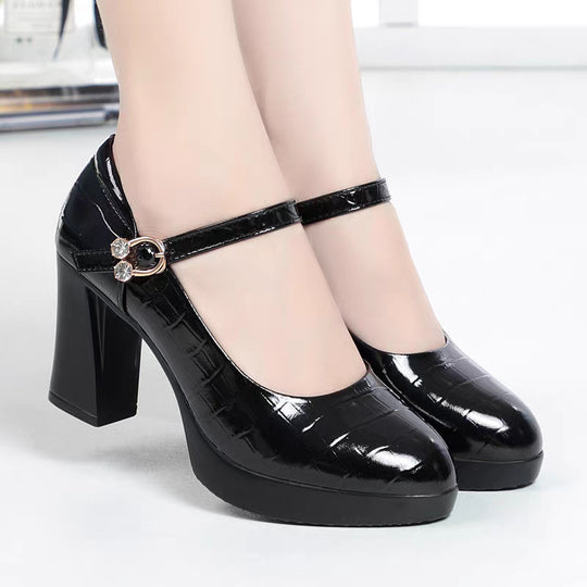 Damen Mary Jane Pumps mit Riemchen und elegantem Blockabsatz EB