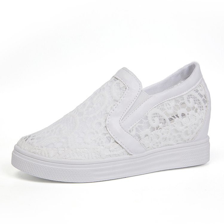 Damen Slip-On Keil-Sneaker mit Spitzen-Obermaterial EB