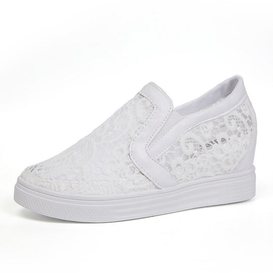 Damen Slip-On Keil-Sneaker mit Spitzen-Obermaterial EB