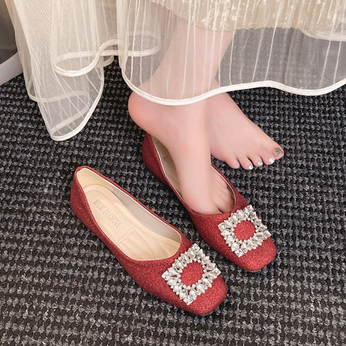Damen funkelnde Ballerinas mit zierlichem Schmuckdetail EB