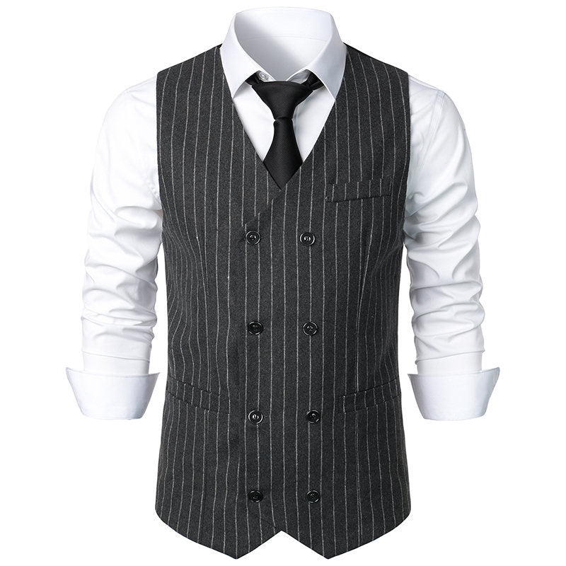 Herren elegante Anzugweste im klassischen Nadelstreifen-Design mit praktischen Taschen EB