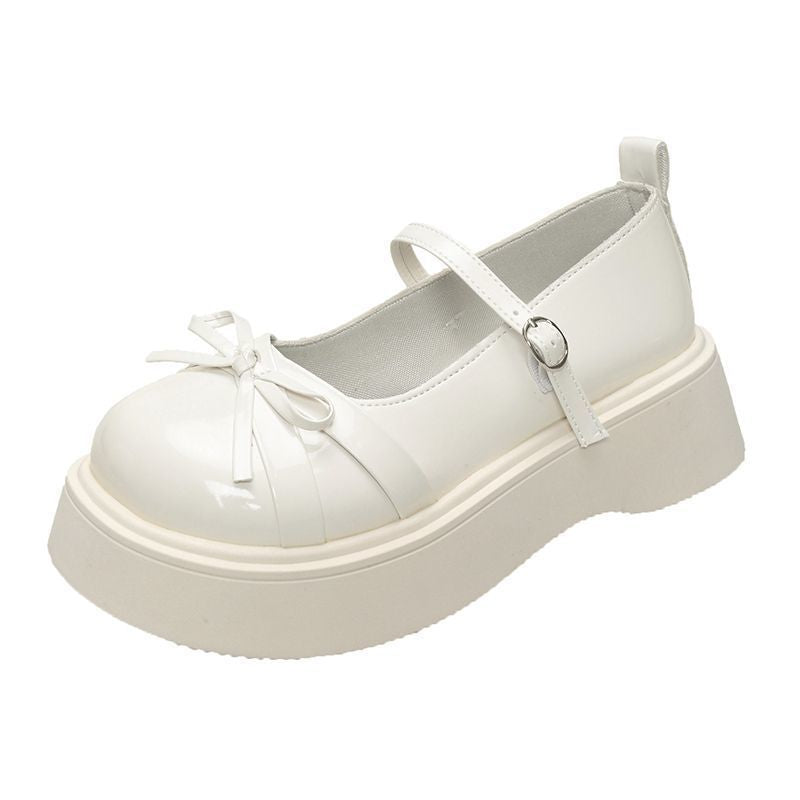 Damen Schicke Plateau-Schuhe mit glänzendem Obermaterial und dekorativem Riemchen EB