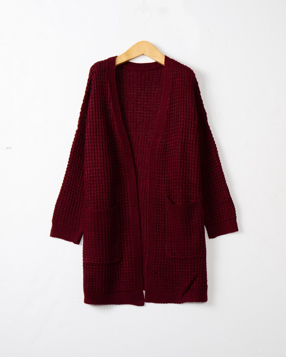Damen lässiger Strickcardigan mit Taschen und offenem Schnitt EB