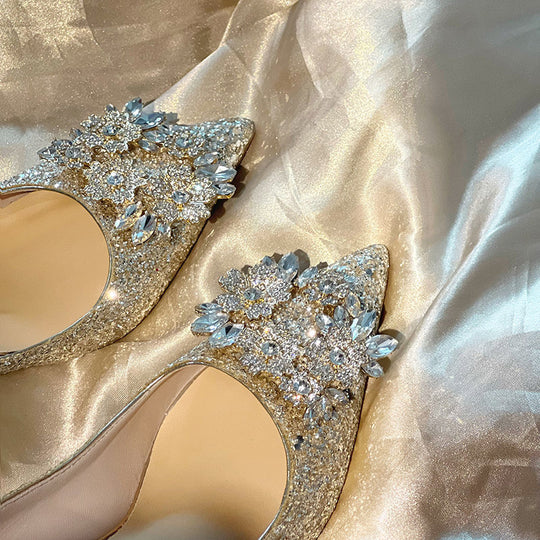 Damen Glänzende Stilettos mit Ziersteinverzierung EB