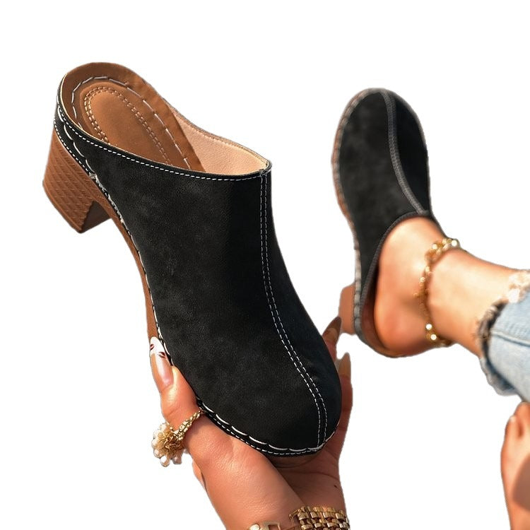 Damen Komfortable Clogs mit blockförmigem Absatz EB