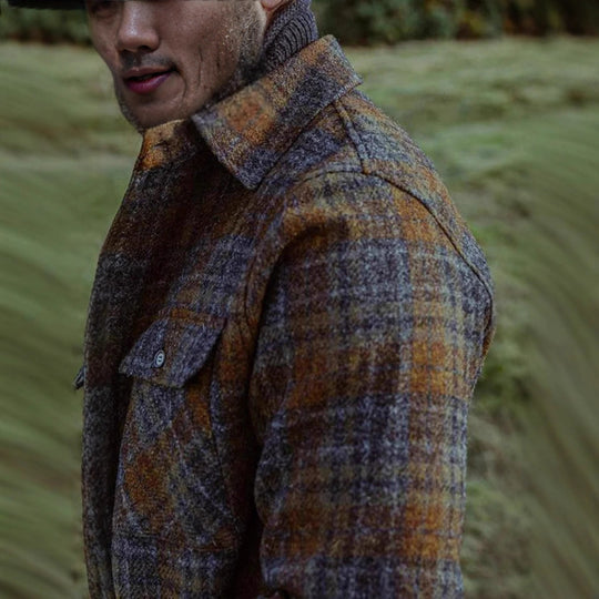 Herren Gemusterte Flanelljacke mit praktischen Taschen EB