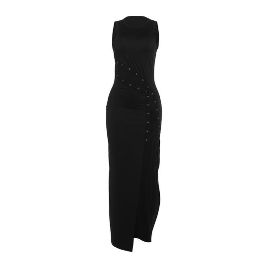 Damen Maxikleid mit asymmetrischem Saum und raffinierter Schnürung EB