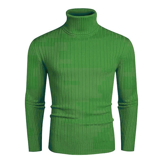 Herren nan gerippter Feinstrick-Rollkragenpullover Slim Fit EB