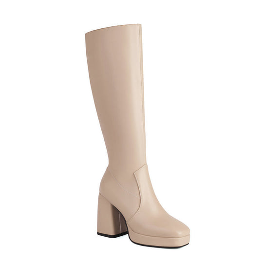 Leder-Plateau-Stiefel mit Blockabsatz - Ursula EB