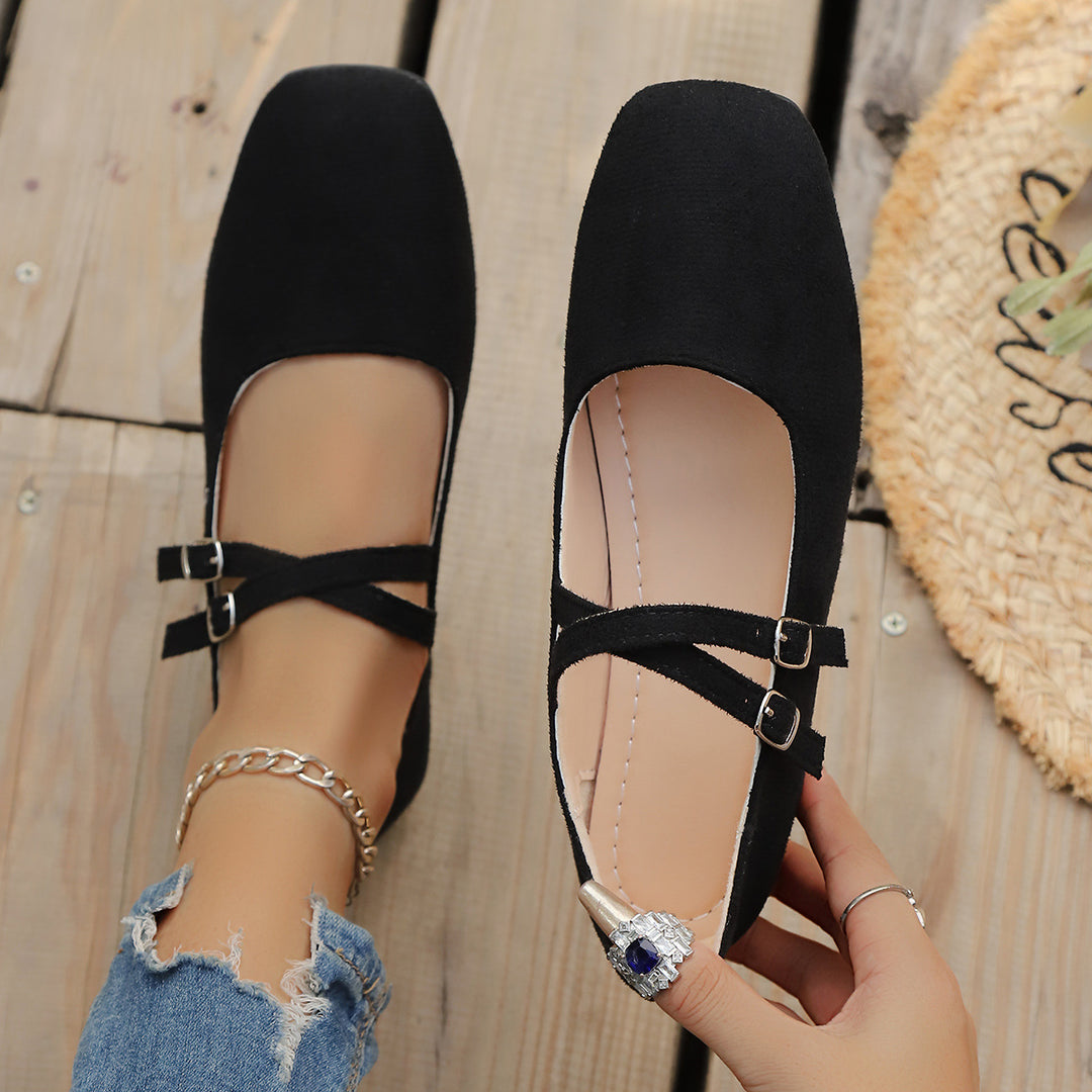 Damen Ballerinas mit Knotenriemen und weichem Obermaterial EB