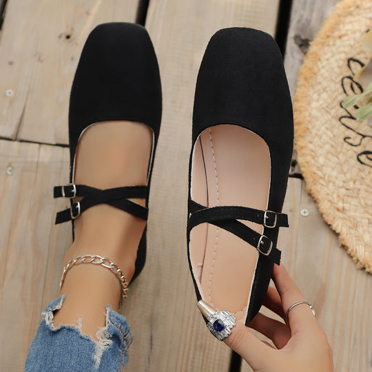Damen Ballerinas mit Knotenriemen und weichem Obermaterial EB