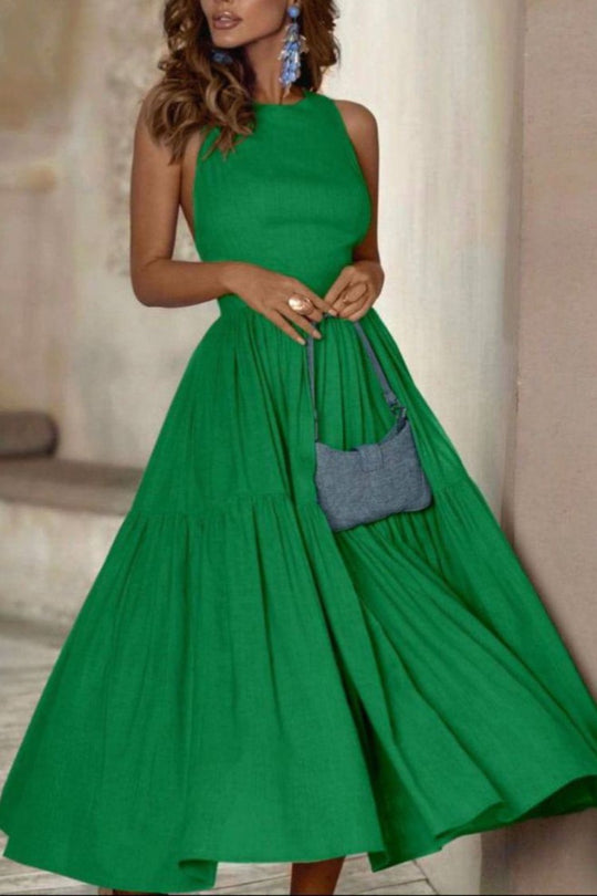 Damen Elegantes Langarmkleid mit bodenlangem Rock und raffinierten Falten EB