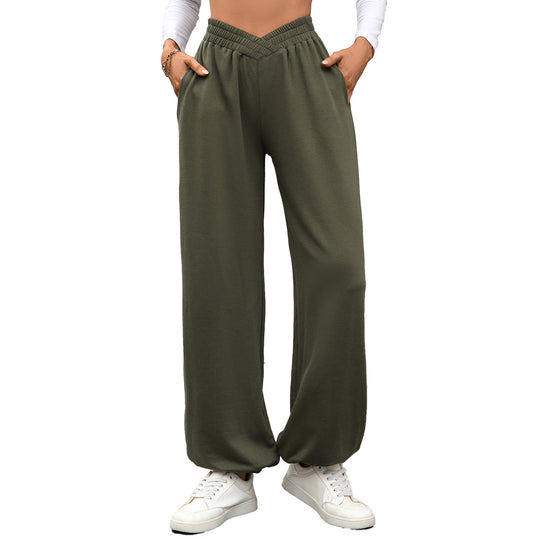 Damen bequeme Palazzo-Hose mit elastischem Bund und Seitentaschen EB