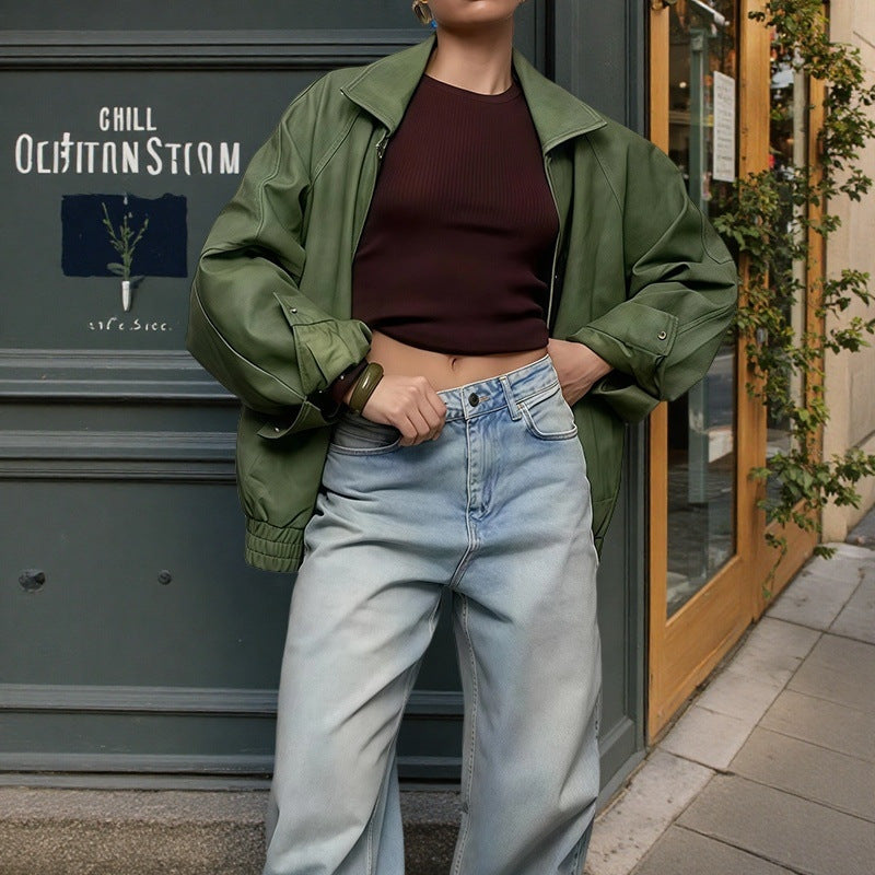 Damen Trendige Oversized-Jacke mit lässigem Schnitt und voluminösen Ärmeln EB