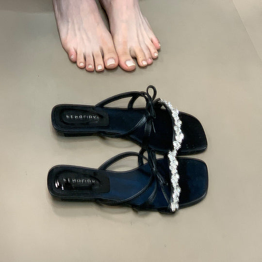 Damen elegante Sandalen mit funkelndem Schmuckdetail EB